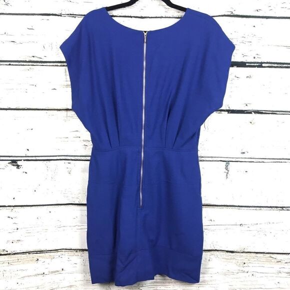 French Connection Blue Wide Deep V-Neck Mini Dress - Picture 2 of 4